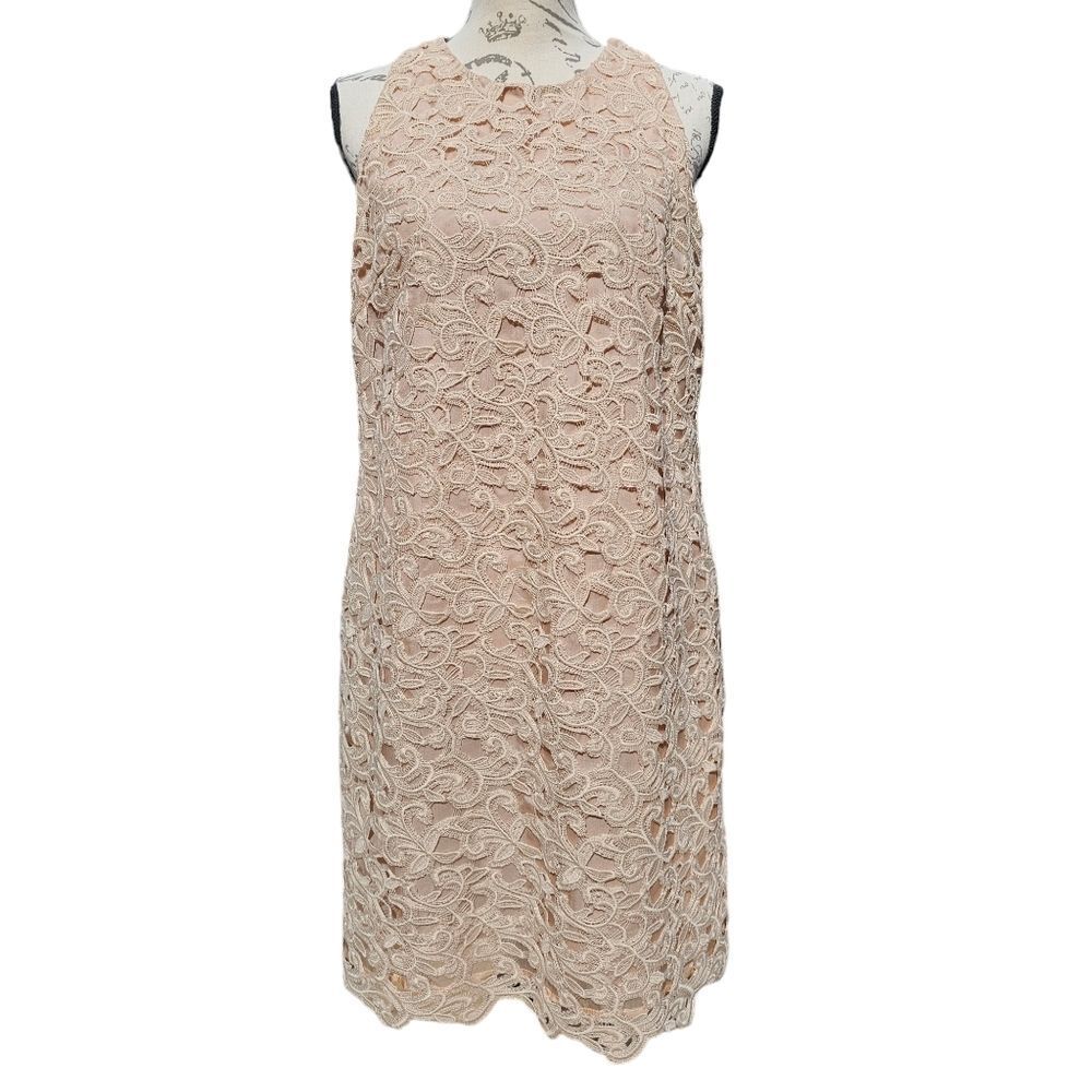 Carmen Marc Valvo‎ MSRP $595 Blush Cream Cocktail Mini Dress NWT Women Size 8